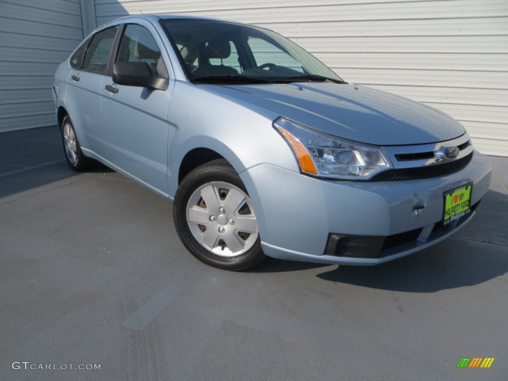 2008 Focus S Sedan - Light Ice Blue Metallic / Medium Stone photo #1