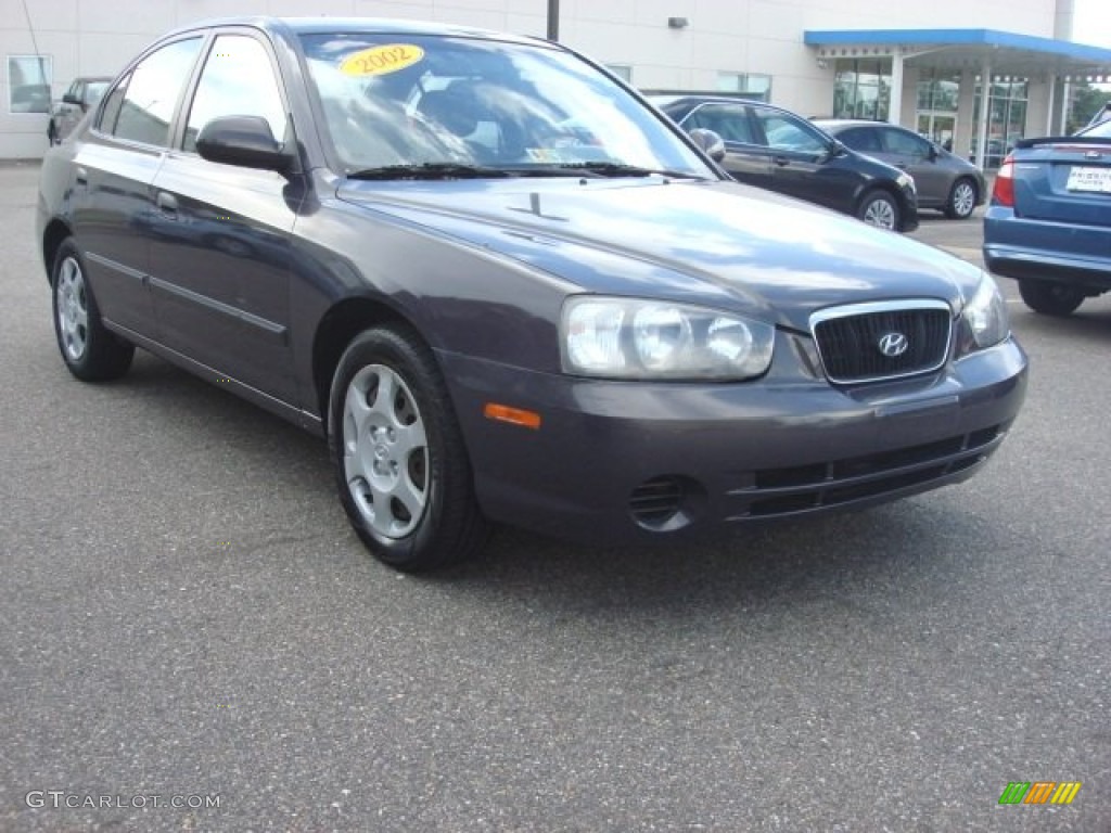2002 Elantra GLS Sedan - Midnight Gray / Gray photo #7