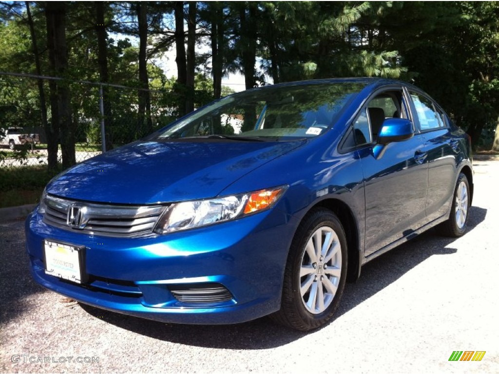 2012 Civic EX Sedan - Dyno Blue Pearl / Stone photo #1