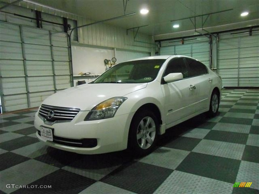 2009 Altima Hybrid - Winter Frost Pearl / Blond photo #3