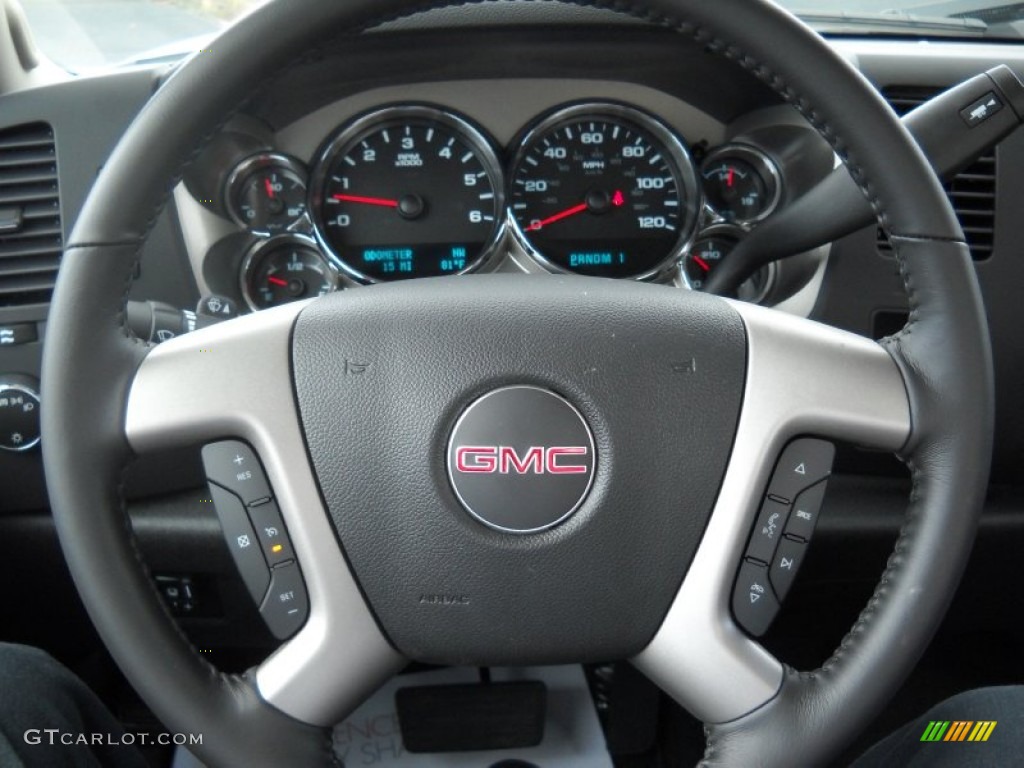 2013 GMC Sierra 2500HD SLE Regular Cab Ebony Steering Wheel Photo #83124057