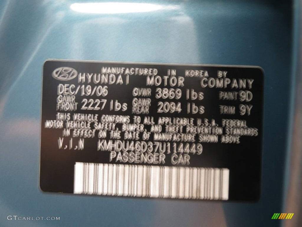 2007 Elantra GLS Sedan - Seattle Light Blue / Gray photo #6
