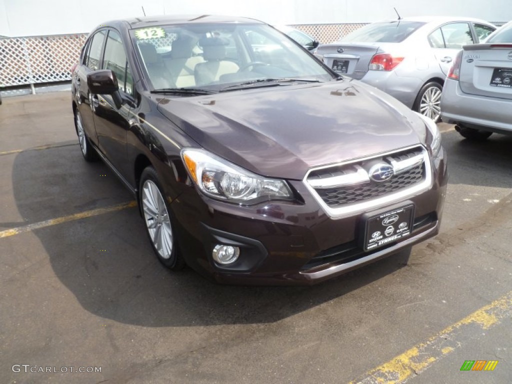 2012 Impreza 2.0i Limited 5 Door - Deep Cherry Red Pearl / Ivory photo #1