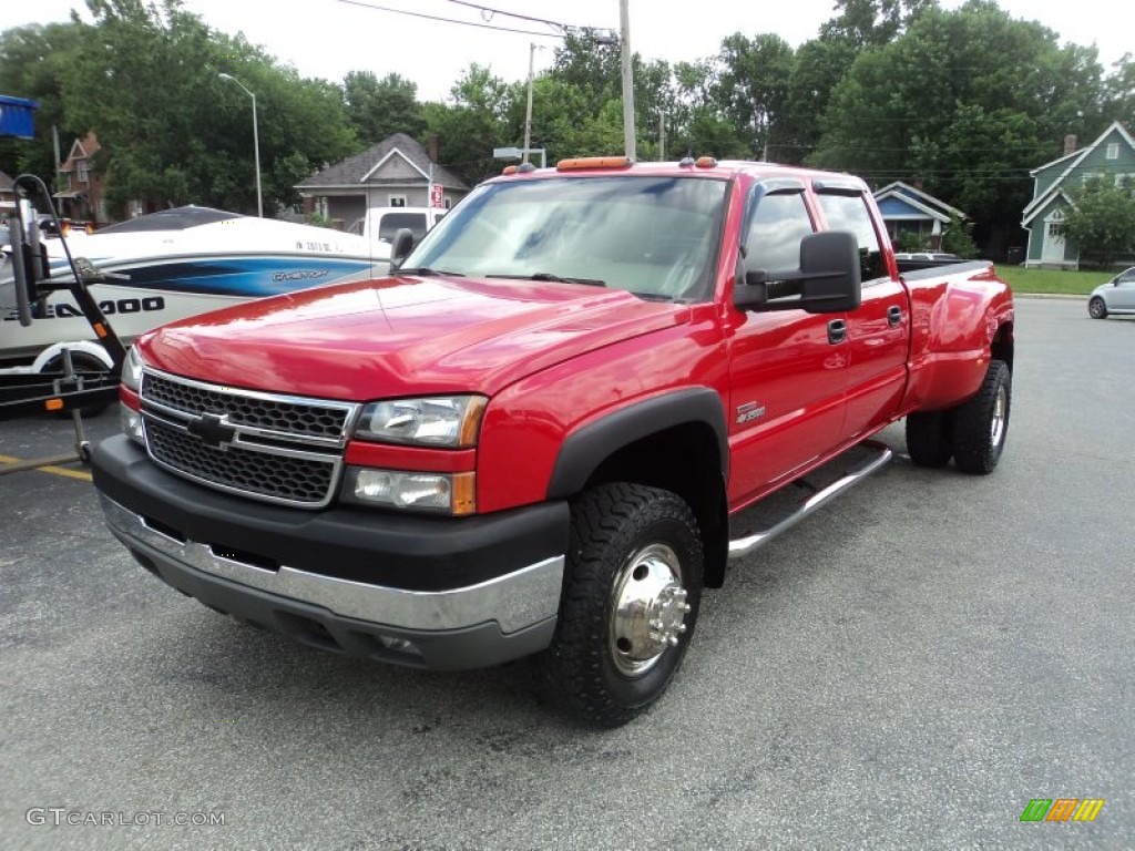 2005 Silverado 3500 LT Crew Cab 4x4 Dually - Victory Red / Dark Charcoal photo #2