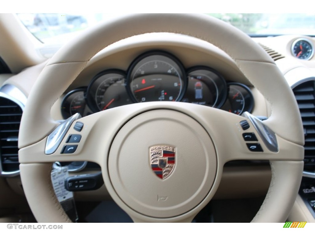 2013 Porsche Cayenne Diesel Luxor Beige Steering Wheel Photo #83137243