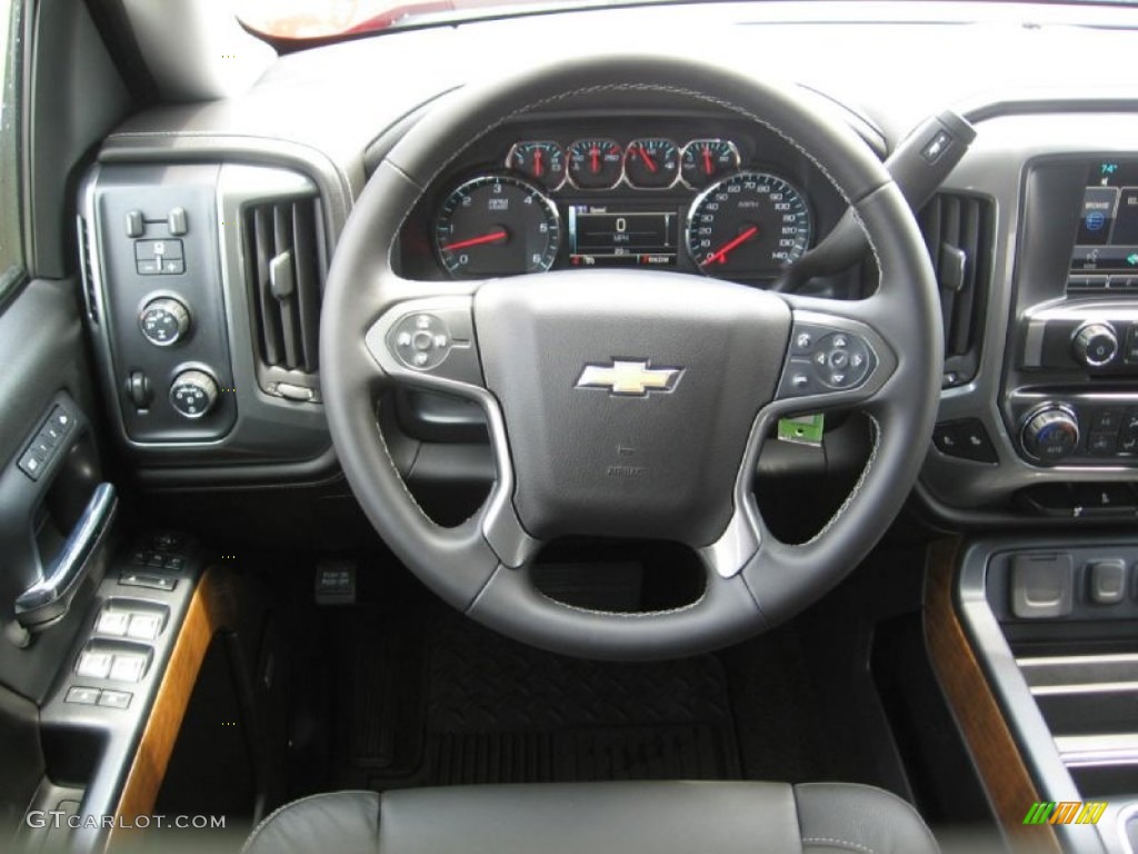 2014 Chevrolet Silverado 1500 LTZ Crew Cab 4x4 Jet Black Steering Wheel Photo #83142361