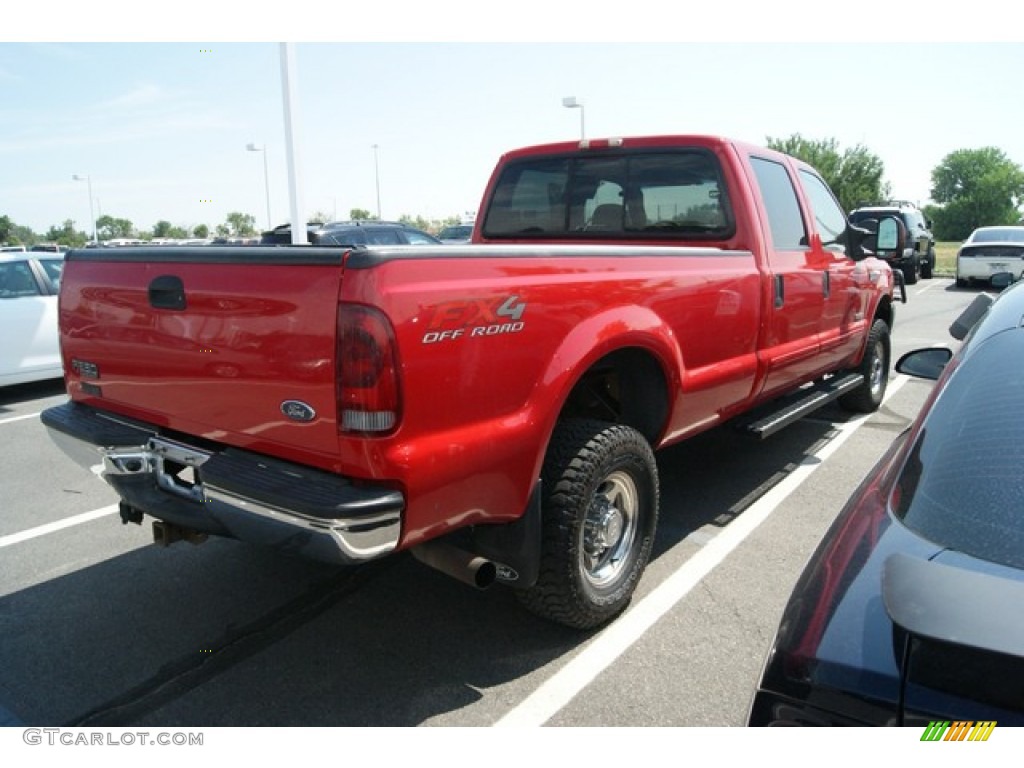 2003 F350 Super Duty Lariat Crew Cab 4x4 - Red / Medium Parchment photo #2