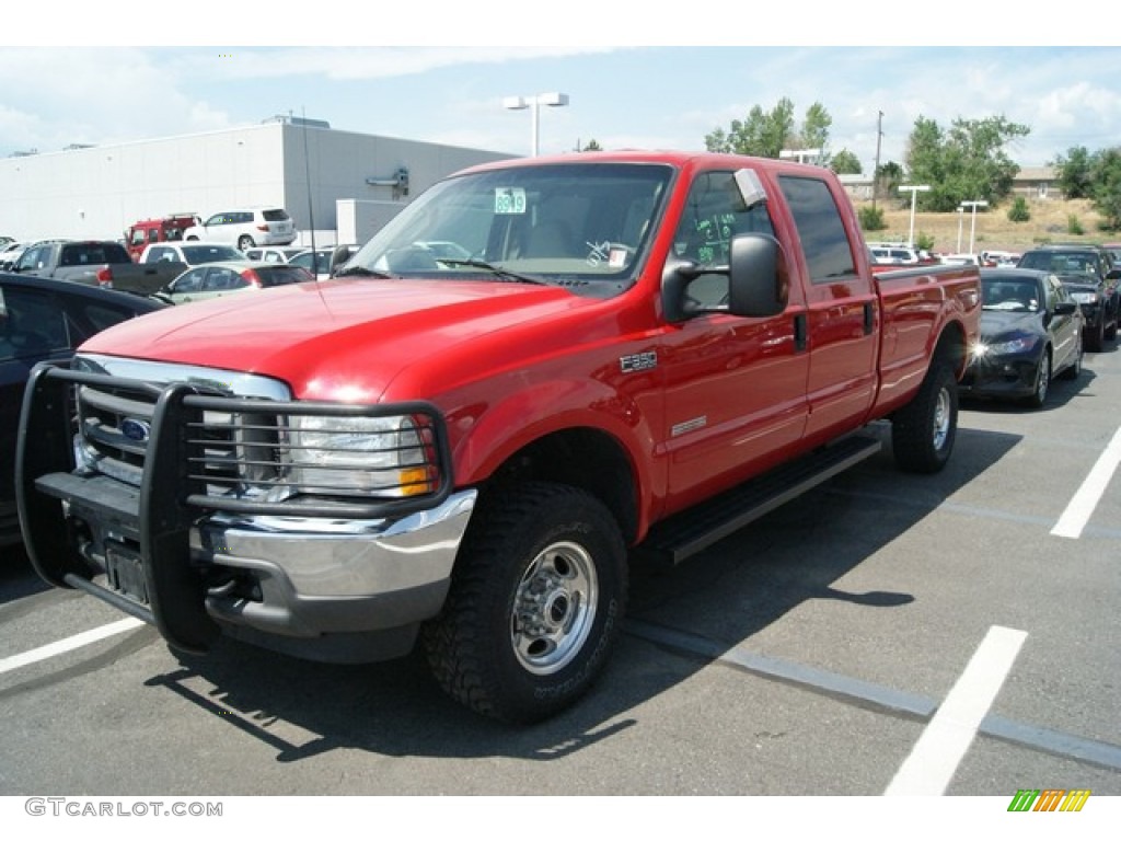 2003 F350 Super Duty Lariat Crew Cab 4x4 - Red / Medium Parchment photo #4
