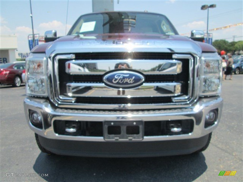 2011 F350 Super Duty Lariat Crew Cab 4x4 - Royal Red Metallic / Adobe photo #2