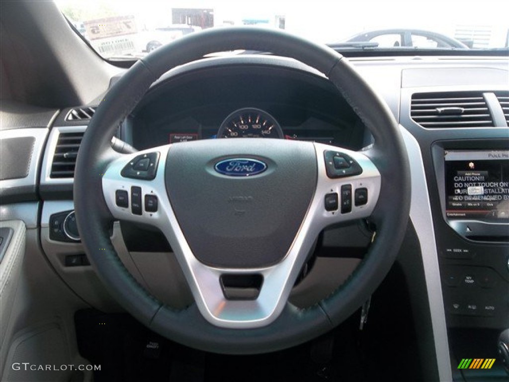 2014 Ford Explorer XLT Medium Light Stone Steering Wheel Photo #83162527