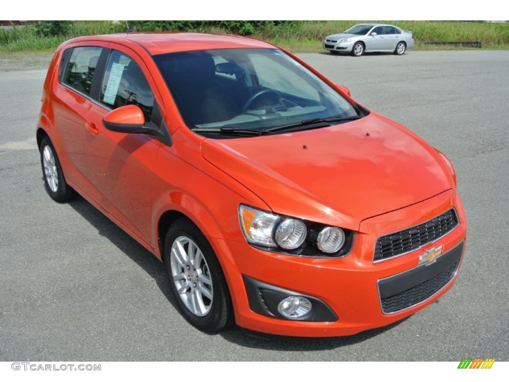 Inferno Orange Metallic 2012 Chevrolet Sonic LT Hatch Exterior Photo #83165290