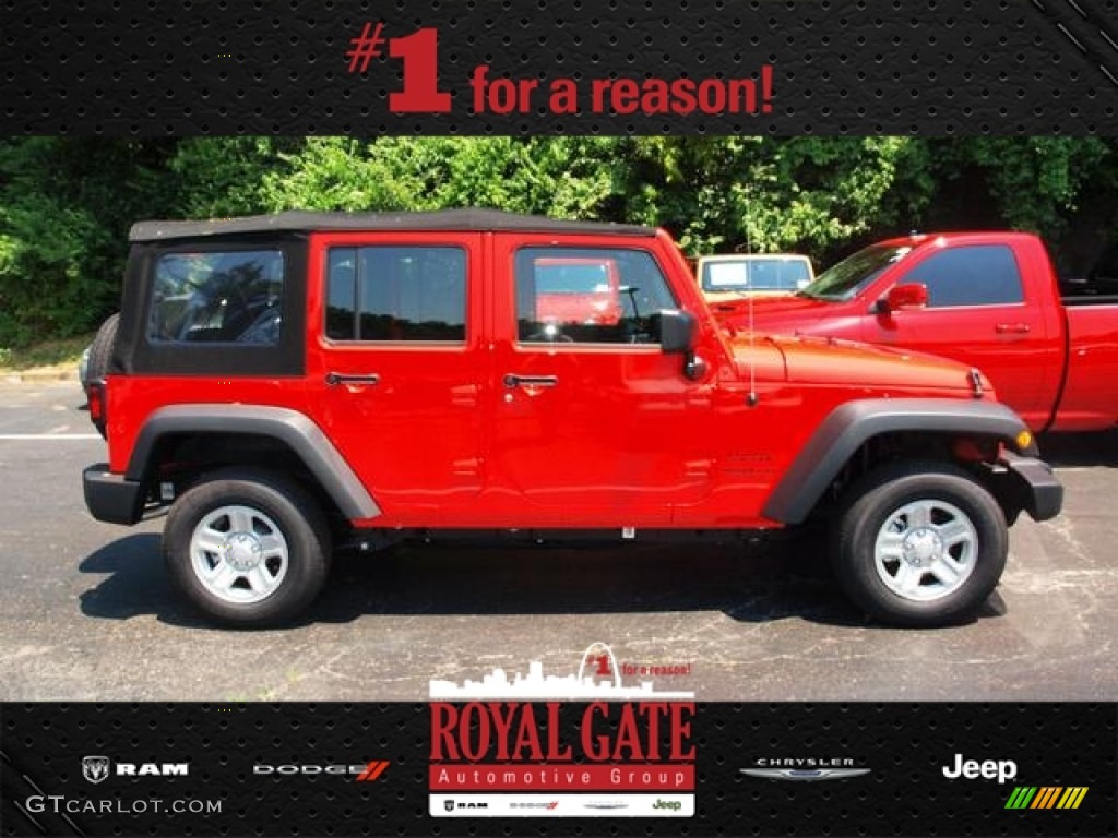2013 Wrangler Unlimited Sport 4x4 - Rock Lobster Red / Black photo #1