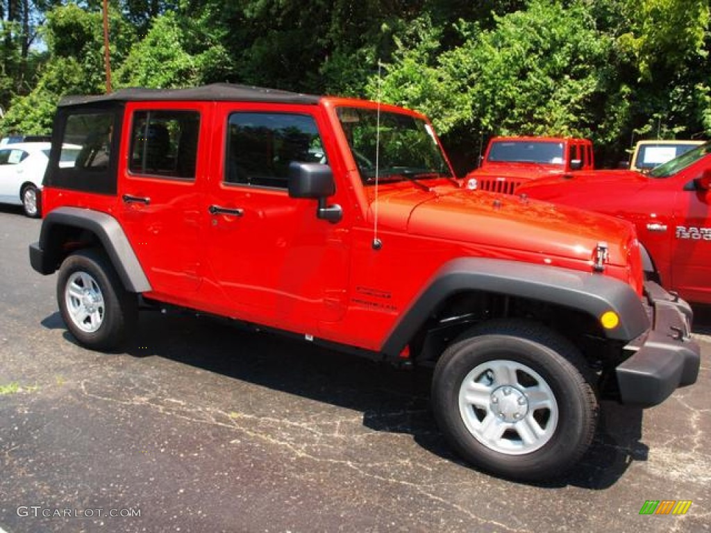 2013 Wrangler Unlimited Sport 4x4 - Rock Lobster Red / Black photo #2