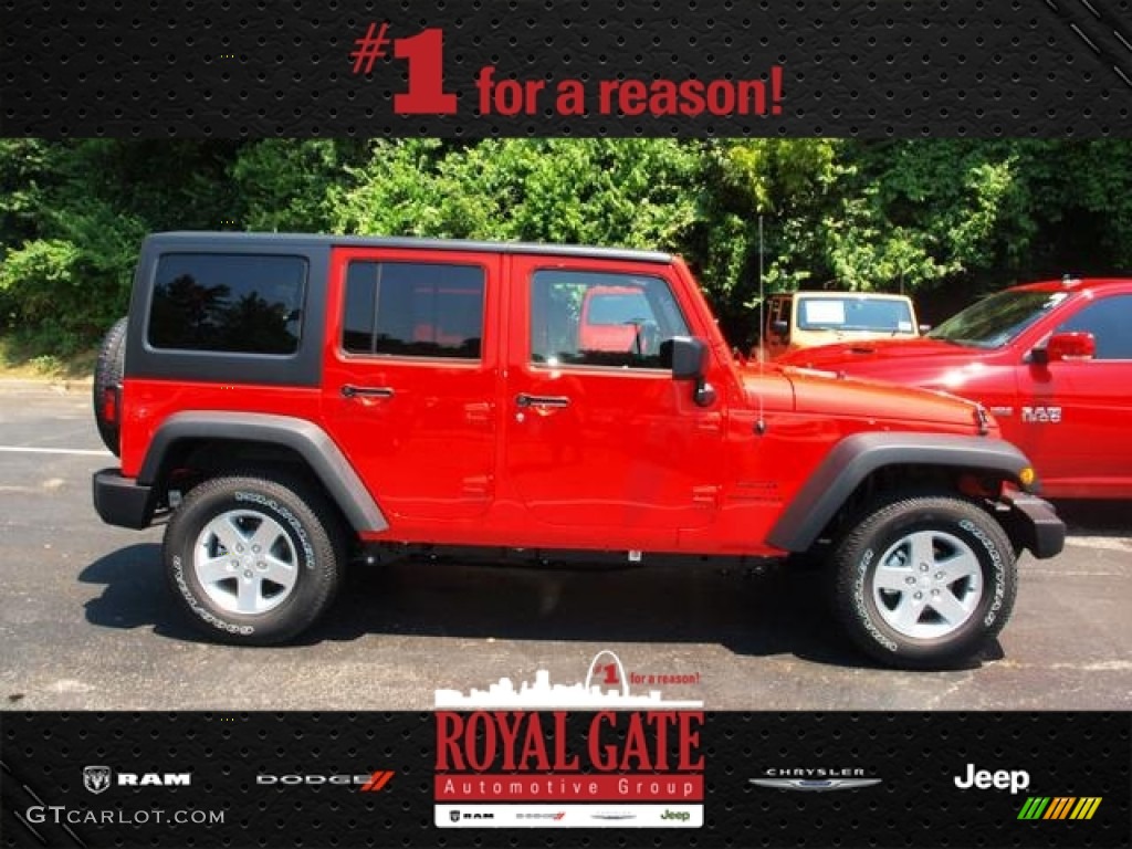2013 Wrangler Unlimited Sport 4x4 - Rock Lobster Red / Black photo #1