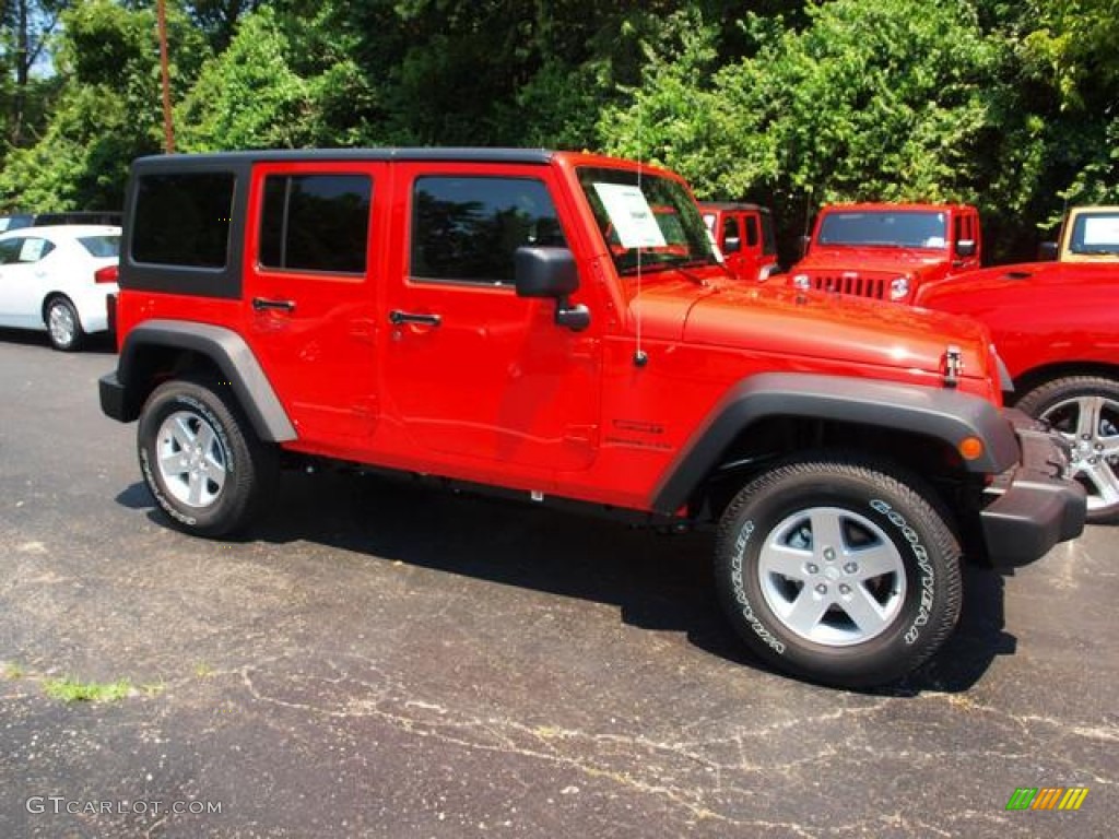 2013 Wrangler Unlimited Sport 4x4 - Rock Lobster Red / Black photo #2