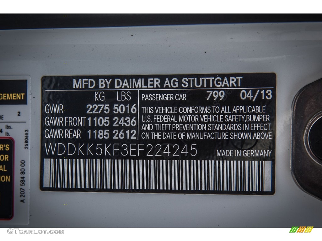 2014 E Color Code 799 for Diamond White Metallic Photo #83168227