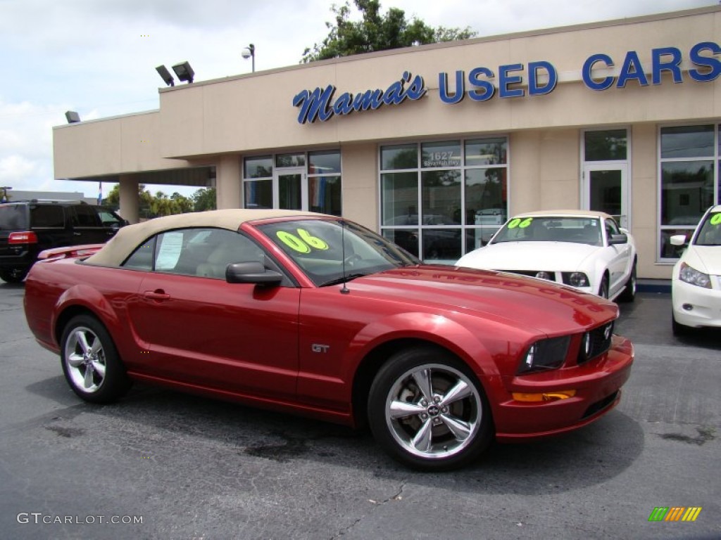 2006 Mustang GT Premium Convertible - Redfire Metallic / Light Parchment photo #20