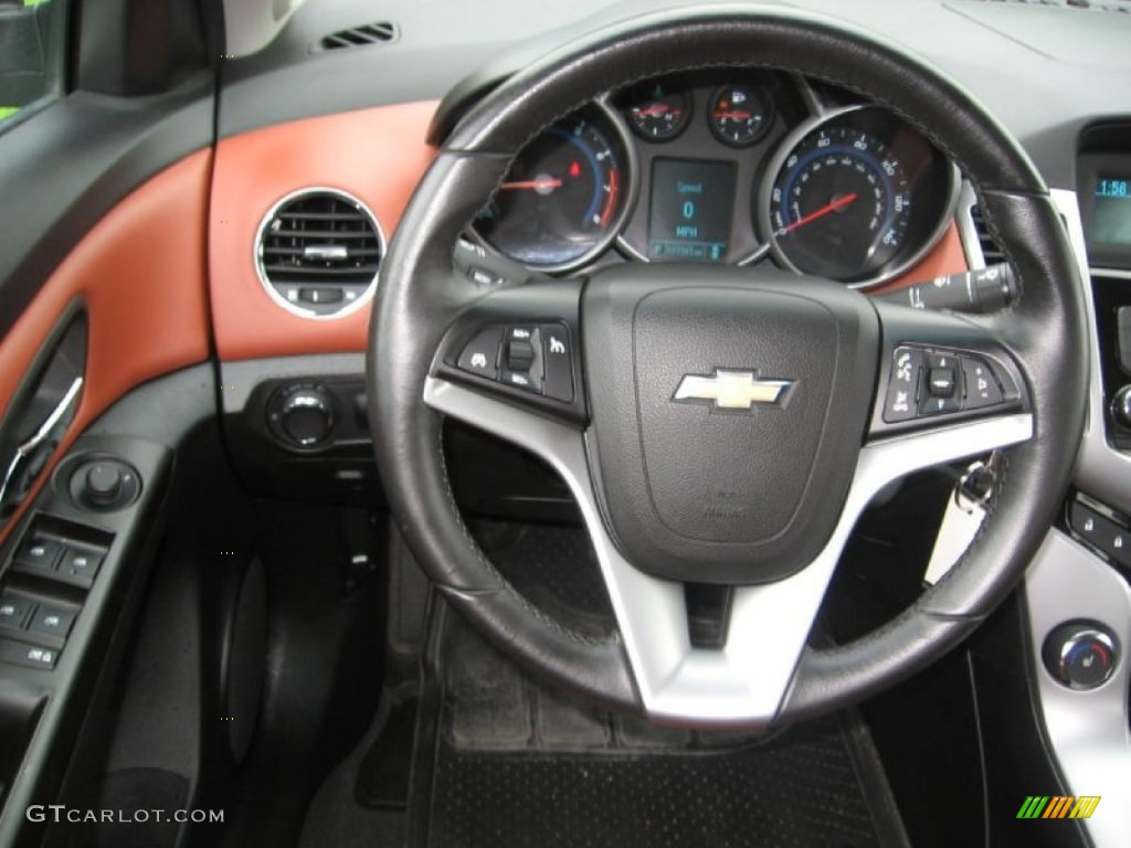 2012 Chevrolet Cruze LT Jet Black/Brick Steering Wheel Photo #83173888
