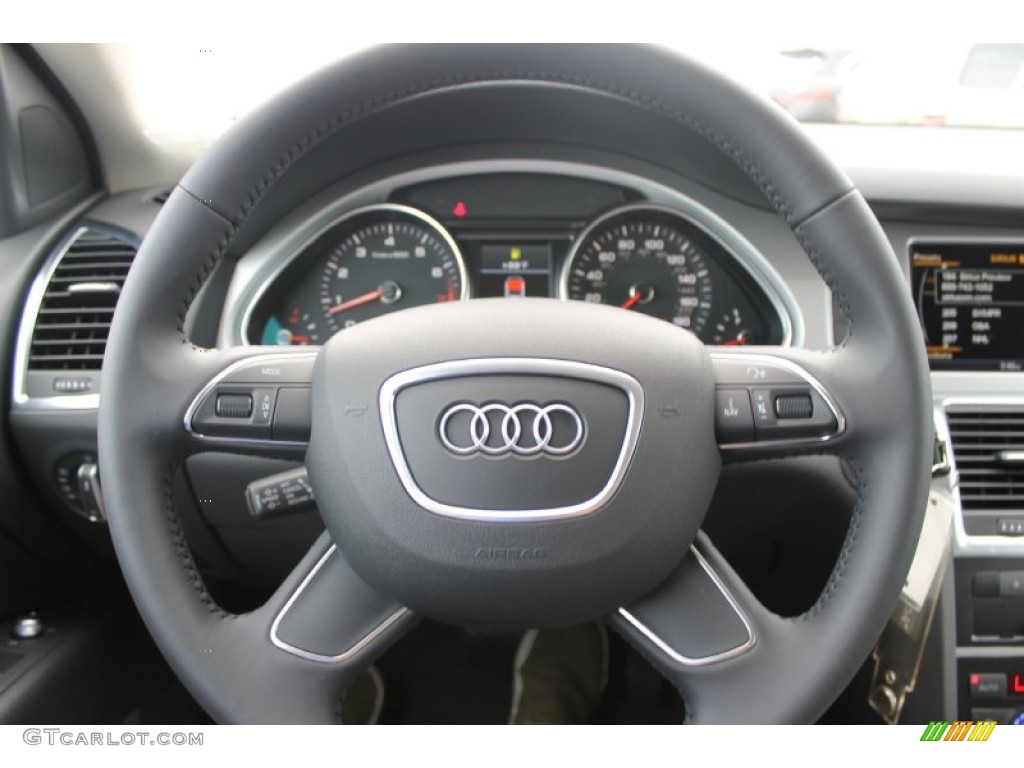 2013 Audi Q7 3.0 TFSI quattro Black Steering Wheel Photo #83181662