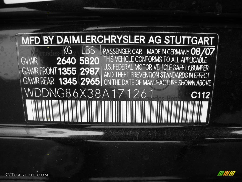2008 S Color Code 112 for designo Chromite Black Metallic Photo #831824