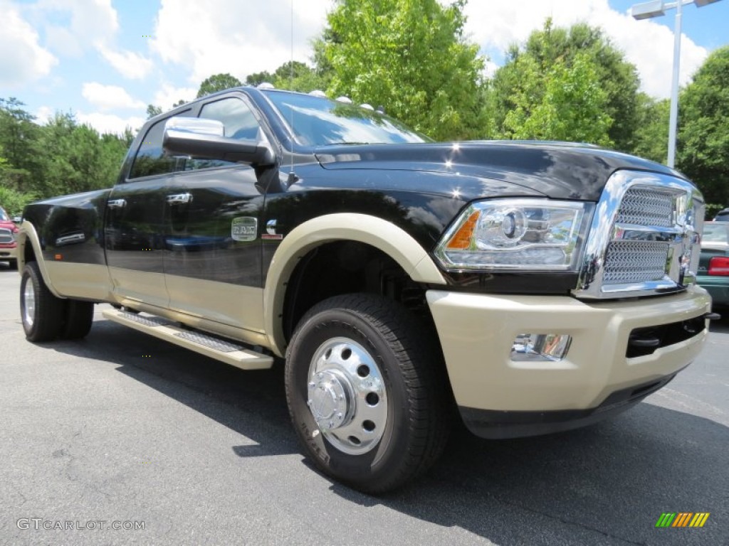 2013 3500 Laramie Longhorn Crew Cab 4x4 - Black / Black/Cattle Tan photo #4