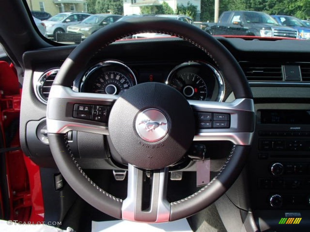 2014 Ford Mustang GT Premium Coupe Charcoal Black Steering Wheel Photo #83195561