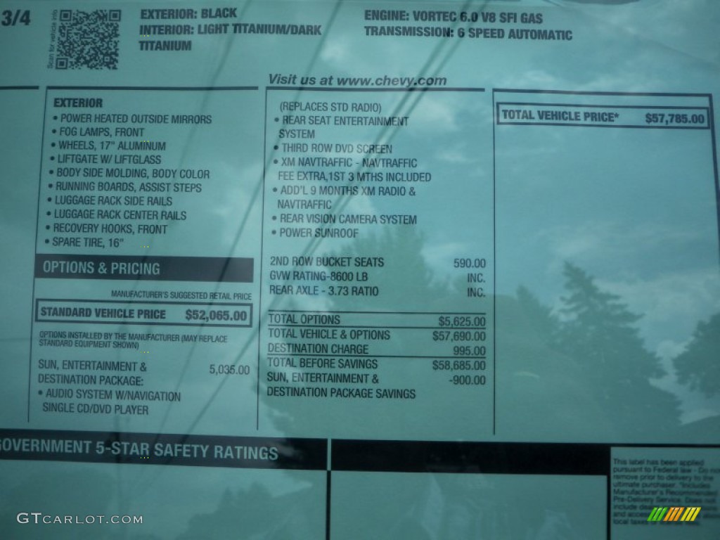 2013 Chevrolet Suburban 2500 LT 4x4 Window Sticker Photo #83195868
