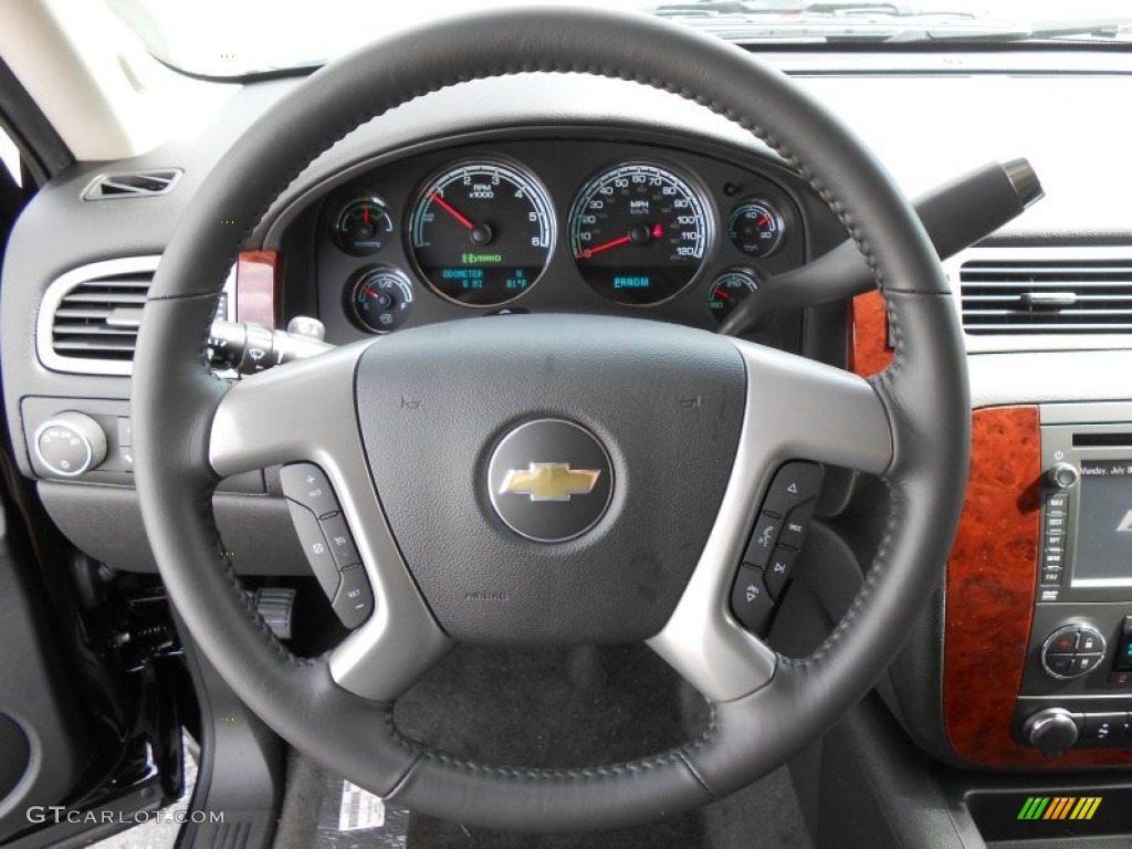 2013 Chevrolet Tahoe Hybrid 4x4 Ebony Steering Wheel Photo #83197281