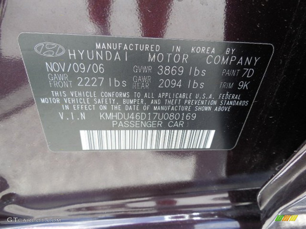 2007 Elantra Limited Sedan - Purple Rain / Beige photo #23
