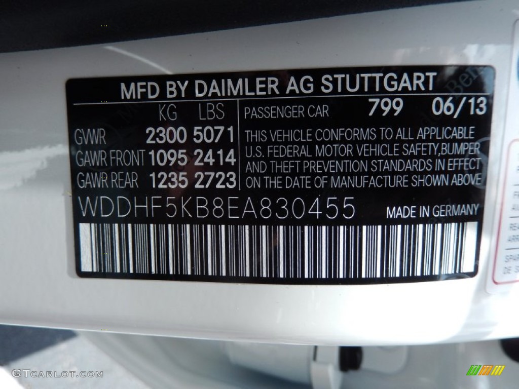 2014 E Color Code 799 for Diamond White Metallic Photo #83201922