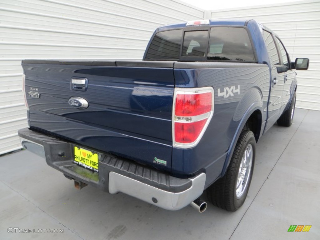 2010 F150 Lariat SuperCrew 4x4 - Dark Blue Pearl Metallic / Tan photo #4