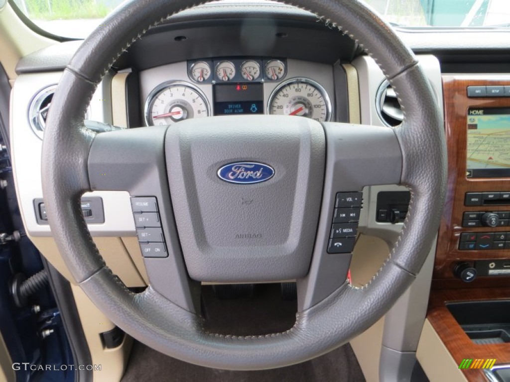 2010 F150 Lariat SuperCrew 4x4 - Dark Blue Pearl Metallic / Tan photo #39