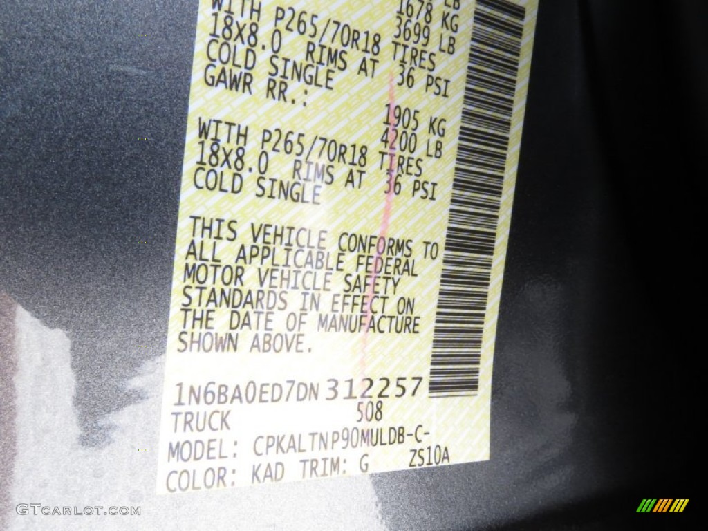 2013 Titan Color Code KAD for Gun Metallic Photo #83217864