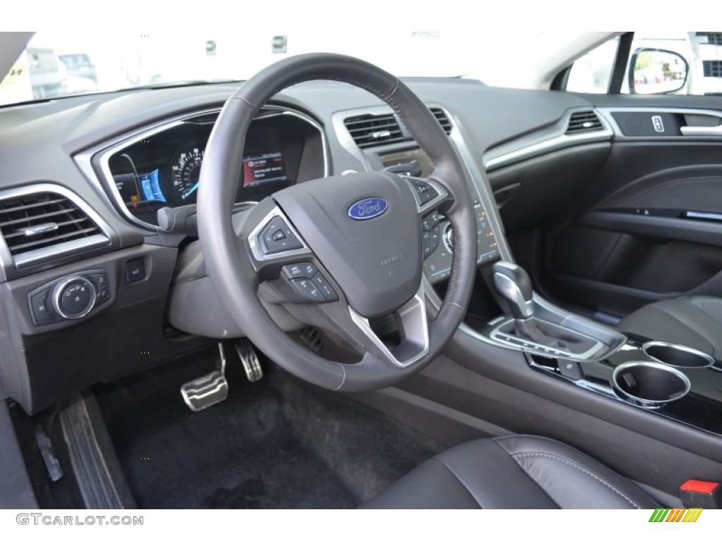2013 Ford Fusion Titanium Charcoal Black Steering Wheel Photo #83217963