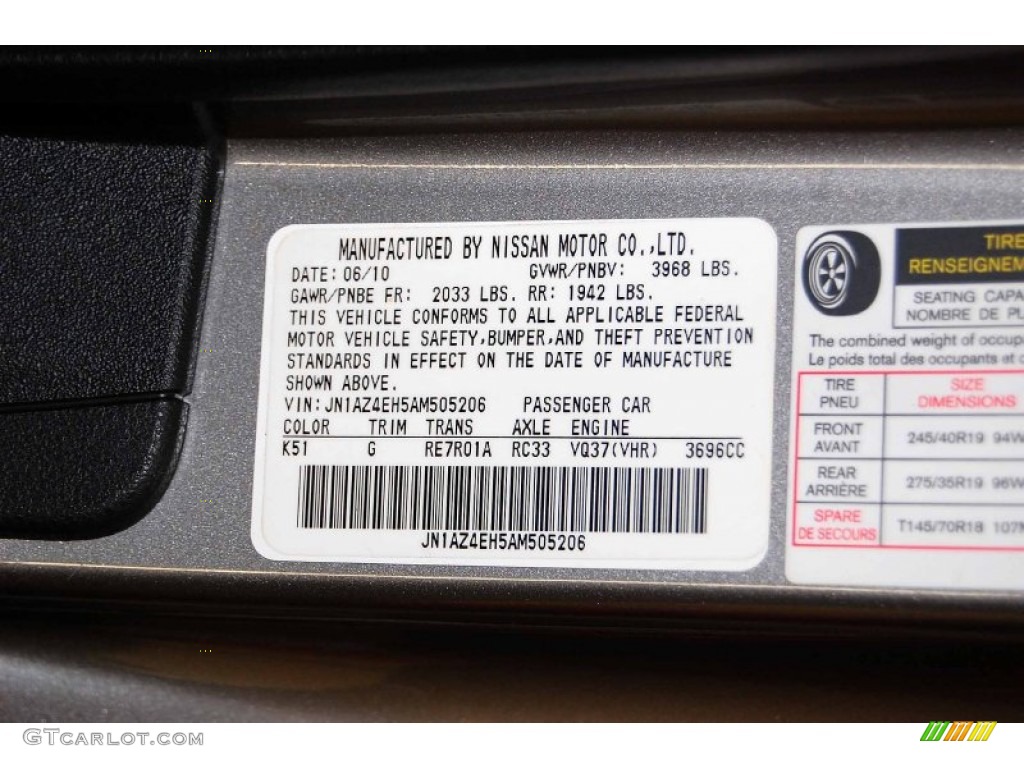2010 370Z Sport Touring Coupe - Platinum Graphite / Black Leather photo #10
