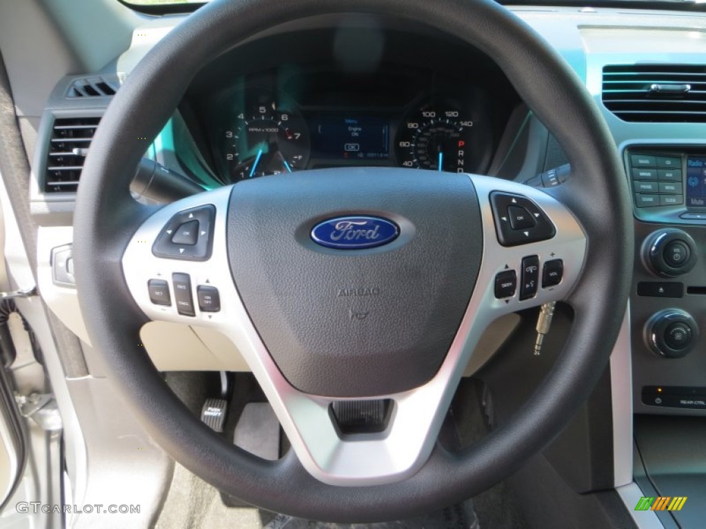 2014 Ford Explorer FWD Medium Light Stone Steering Wheel Photo #83222062