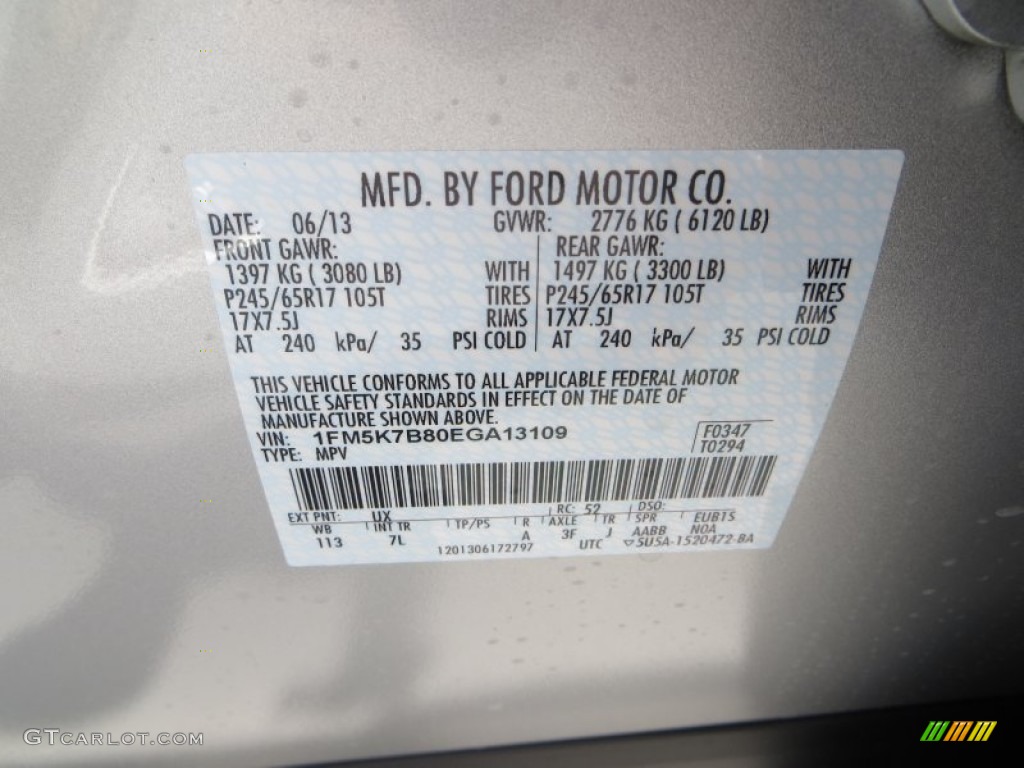 2014 Explorer Color Code UX for Ingot Silver Photo #83222135