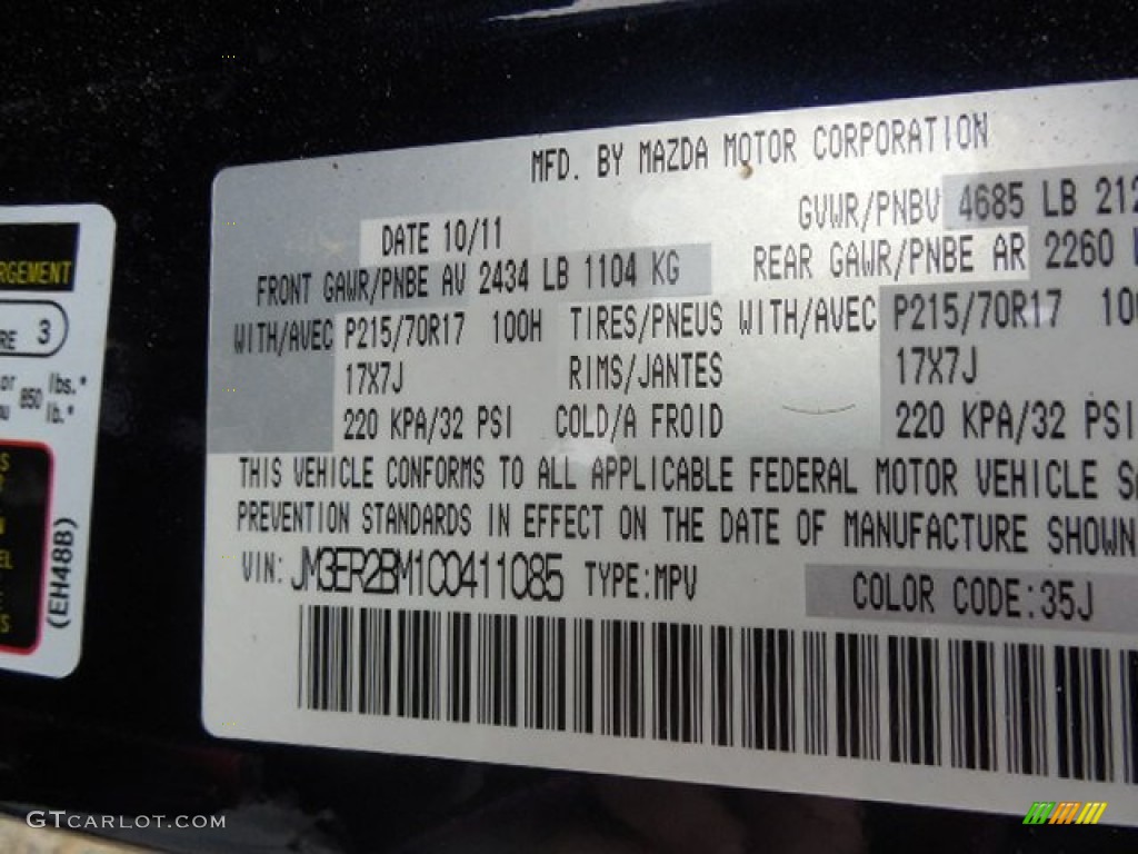 2012 CX-7 Color Code 35J for Stormy Blue Mica Photo #83225041