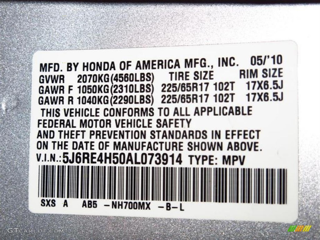 2010 CR-V EX AWD - Alabaster Silver Metallic / Gray photo #25