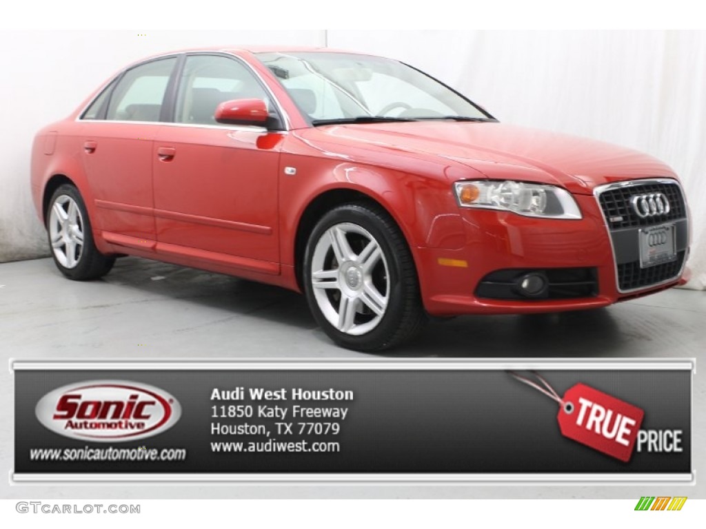 2008 A4 2.0T Sedan - Brilliant Red / Beige photo #1