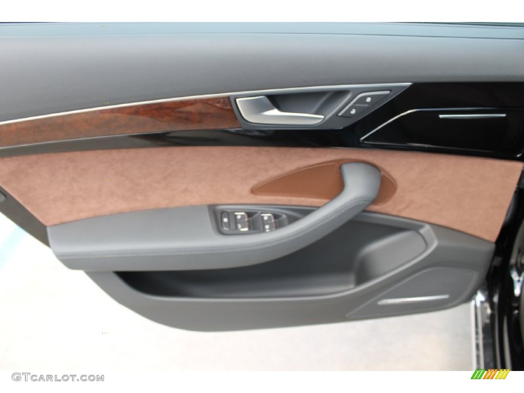 2014 Audi A8 L TDI quattro Nougat Brown Door Panel Photo #83231957