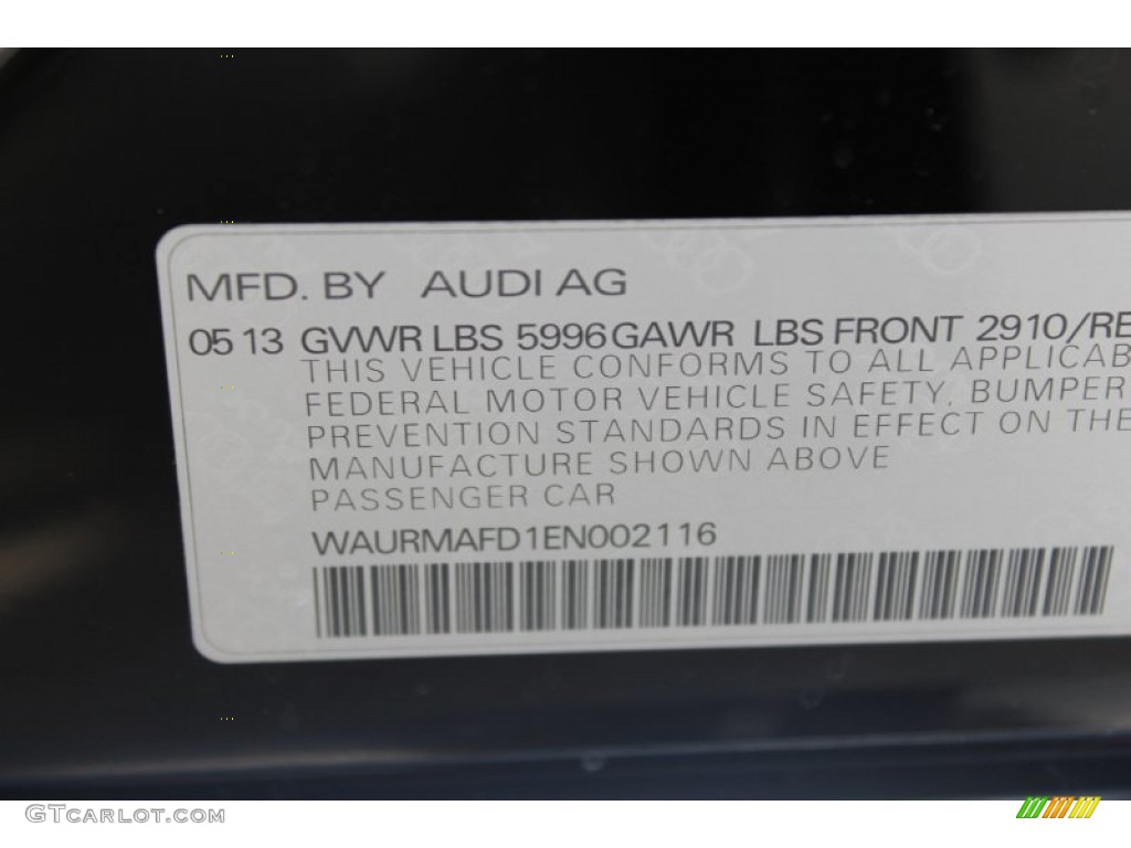 2014 Audi A8 L TDI quattro Info Tag Photo #83232256