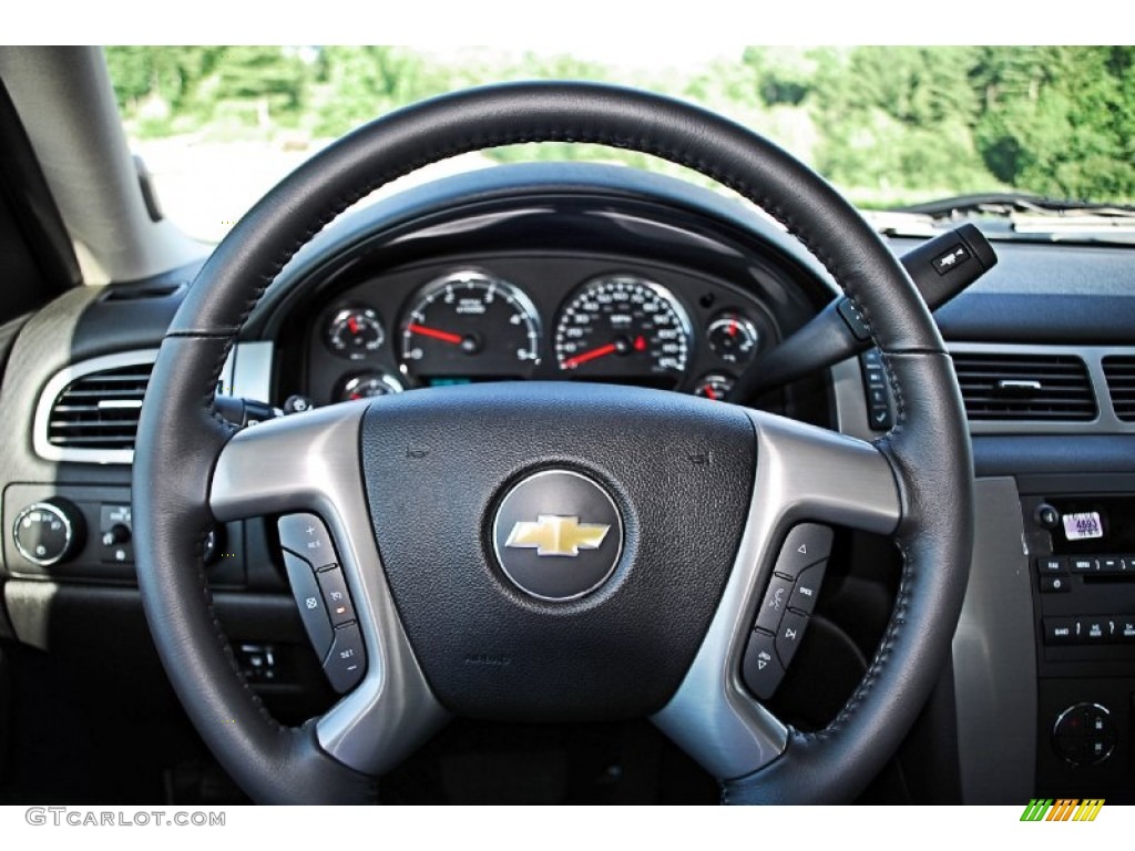 2013 Chevrolet Silverado 3500HD LTZ Crew Cab 4x4 Dually Ebony Steering Wheel Photo #83232637