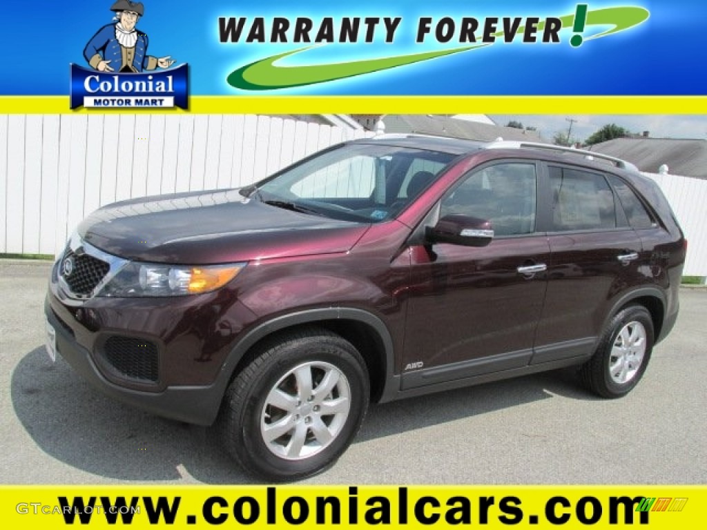 2013 Sorento LX V6 AWD - Dark Cherry / Black photo #1