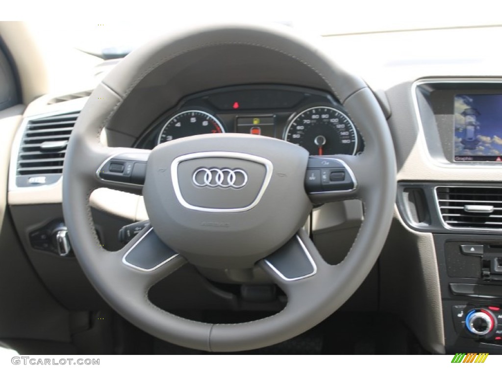 2013 Audi Q5 3.0 TFSI quattro Pistachio Beige Steering Wheel Photo #83239864
