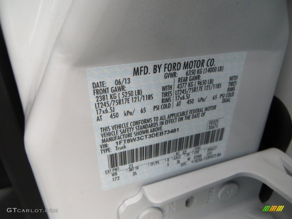 2013 Ford F350 Super Duty XLT Crew Cab Dually Color Code Photos