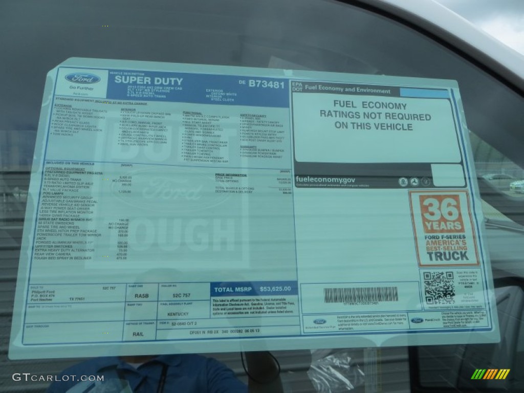 2013 Ford F350 Super Duty XLT Crew Cab Dually Window Sticker Photo #83240036