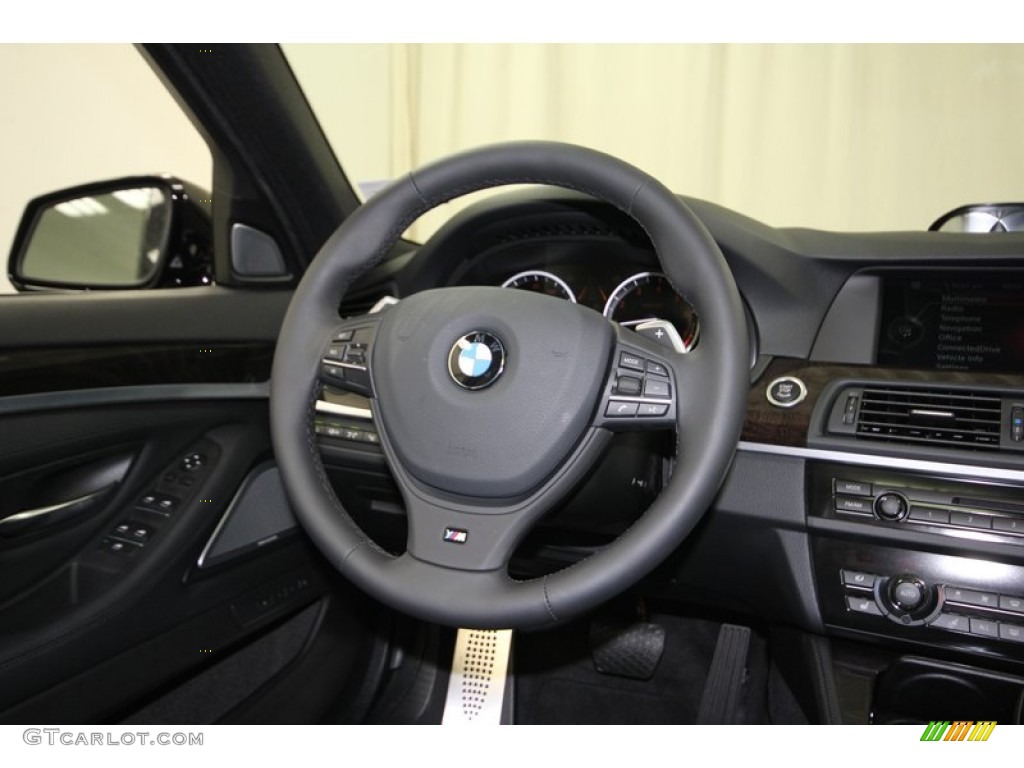 2013 BMW 5 Series 550i Sedan Black Steering Wheel Photo #83240539