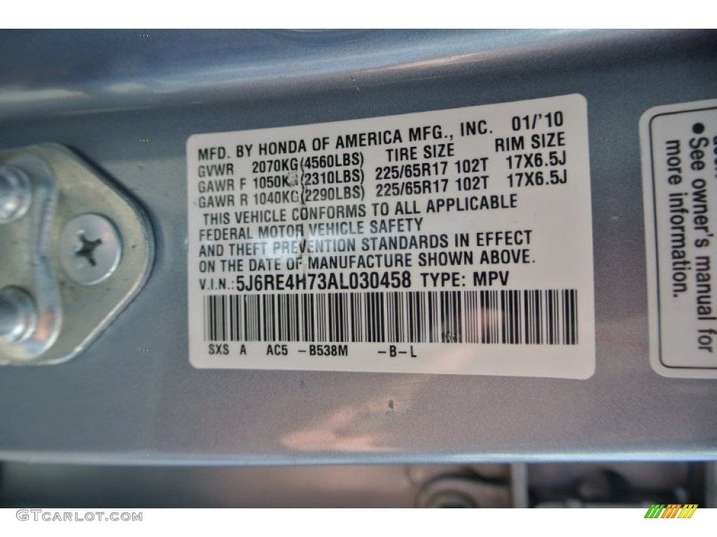 2010 CR-V EX-L AWD - Glacier Blue Metallic / Gray photo #7