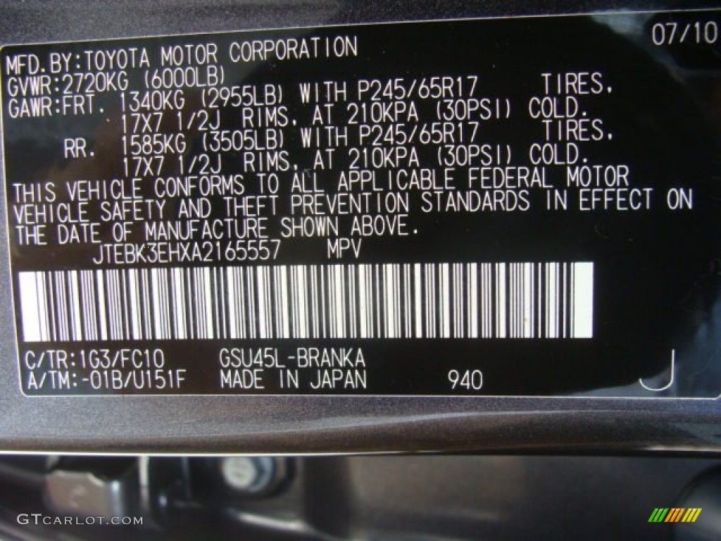 2010 Highlander V6 4WD - Magnetic Gray Metallic / Ash photo #15